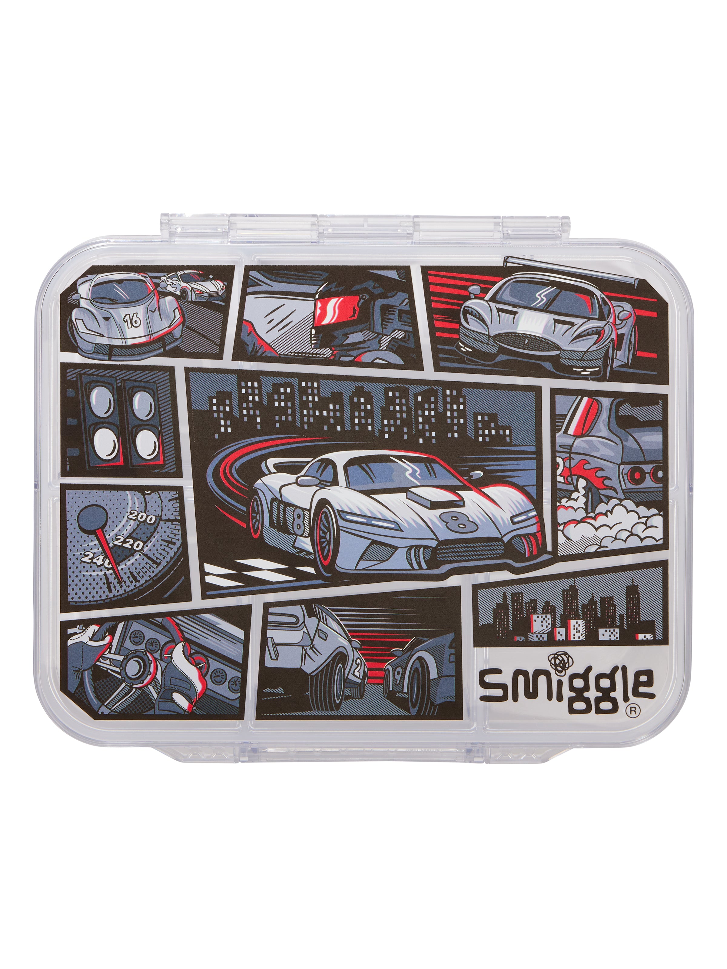 Smiggle Race Track Bento Lunch Box – Multi-Compartment Lunch Box for Kids