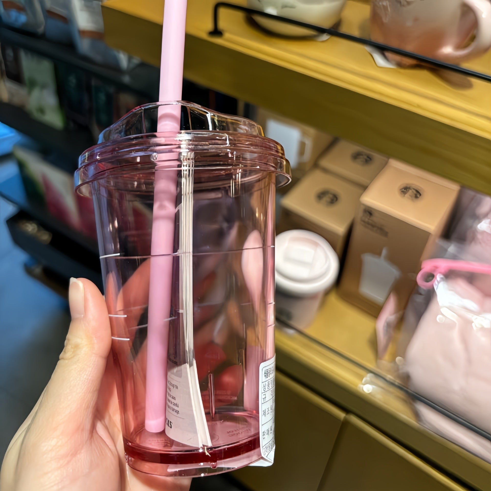 Pink Reusable Cold Cup with Lid & Straw