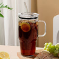 40oz Glass Tumbler with Handle & Straw
