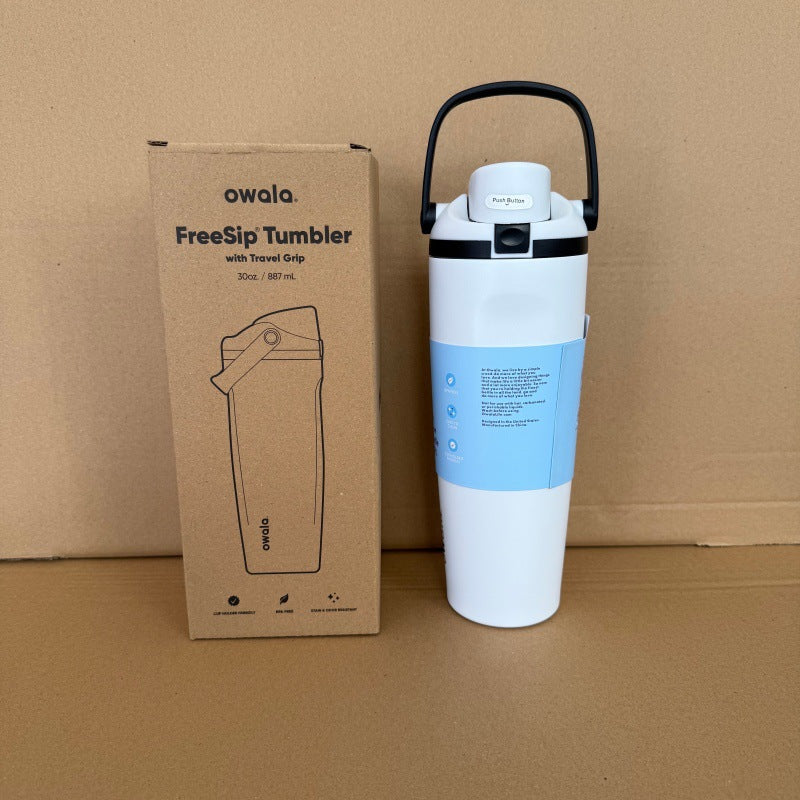 Owala FreeSip Stainless Steel Tumbler with Travel Handle – Leakproof Insulated Water Bottle (19 oz / 560 ml)