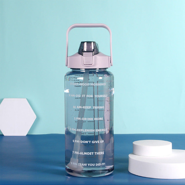 2L Motivational Water Bottle with Time Marker & Carry Handle