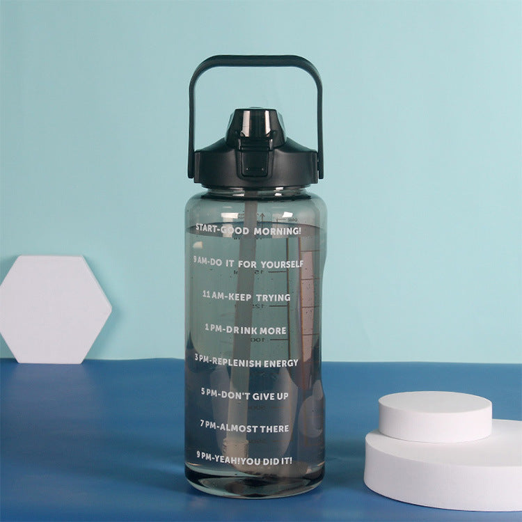 2L Motivational Water Bottle with Time Marker & Carry Handle