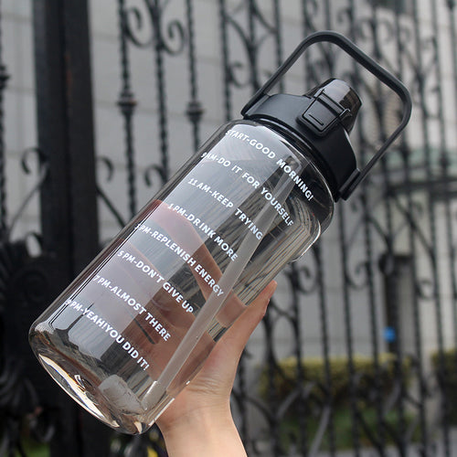 2L Motivational Water Bottle with Time Marker & Carry Handle