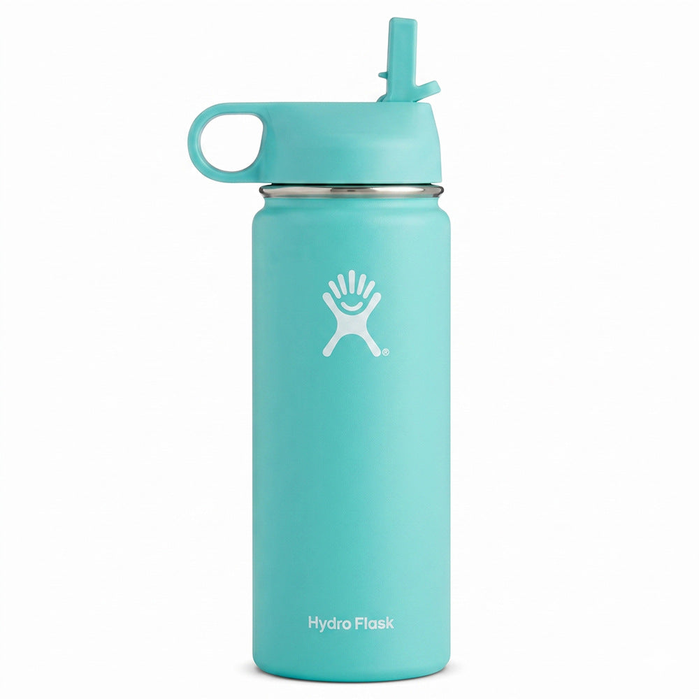 Hydro Flask-Style 18oz Insulated Stainless Steel Water Bottle with Straw Lid