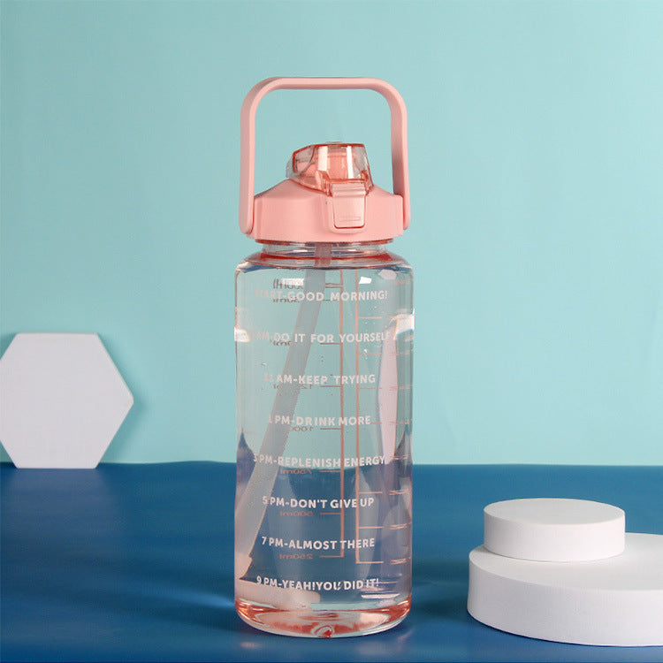 2L Motivational Water Bottle with Time Marker & Carry Handle