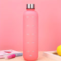 1L Frosted Motivational Water Bottle with Time Marker – Leakproof Gradient Fitness Sports Bottle